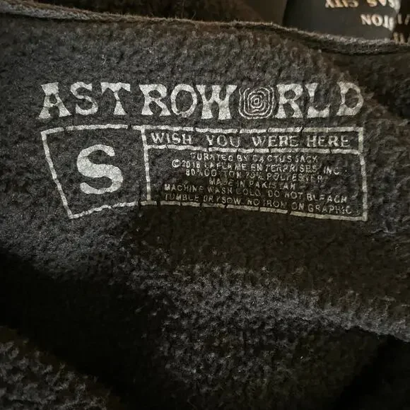 Astroworld Tour Hoodie Swearshirt Sz S Black Travis Scott Wish You Were Here ‘18